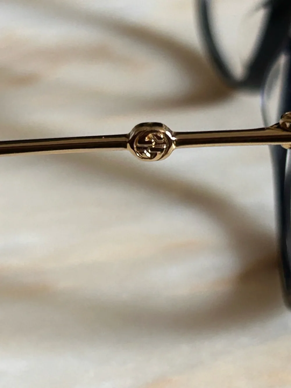 Gucci GG0110O 005 Women Blue Gold Rectangle Eyeglasses w/Case Authentic